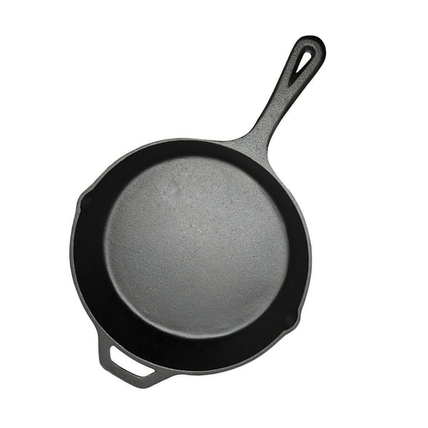 30cm Round Cast Iron Frying Pan Skillet Steak Sizzle Platter with Helper Handle