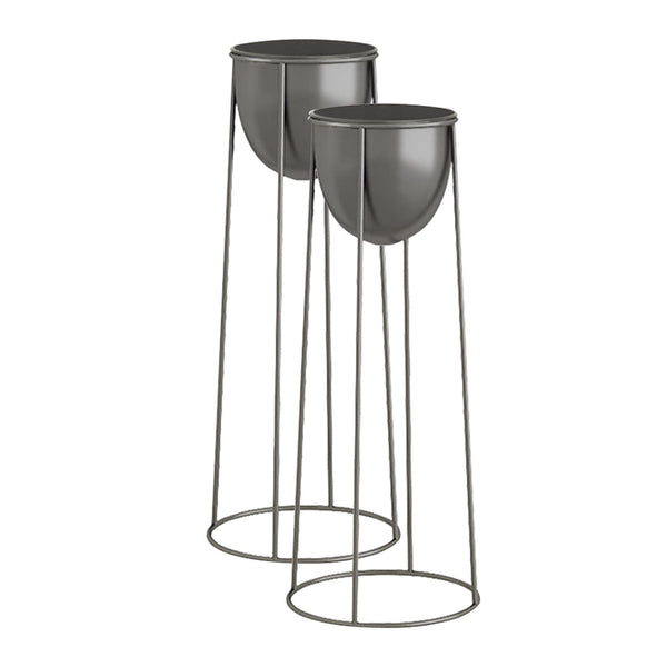 2X 70cm Round Wire Metal Flower Pot Stand with Black Flowerpot Holder Rack Display