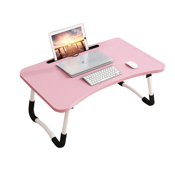 Pink Portable Bed Table Adjustable Foldable Bed Sofa Study Table Laptop Mini Desk with Notebook Stand Card Slot Holder Home Decor