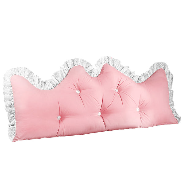 120cm Pink Princess Bed Pillow Headboard Backrest Bedside Tatami Sofa Cushion with Ruffle Lace Home Decor