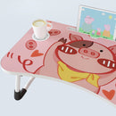 Cute Pig Design Portable Bed Table Adjustable Foldable Bed Sofa Study Table Laptop Mini Desk with Drawer and Cup Slot Home Decor