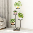 U Shaped Plant Stand Round Flower Pot Tray Living Room Balcony Display Black Metal Decorative Shelf