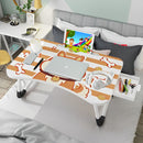 Cute Dog Design Portable Bed Table Adjustable Foldable Bed Sofa Study Table Laptop Mini Desk with Drawer and Cup Slot Home Decor