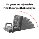 4X Foldable Lounge Cushion Adjustable Floor Lazy Recliner Chair with Armrest Grey