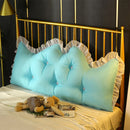 120cm Light Blue Princess Bed Pillow Headboard Backrest Bedside Tatami Sofa Cushion with Ruffle Lace Home Decor