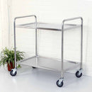 2 Tier 86x54x94cm Stainless Steel Kitchen Dinning Food Cart Trolley Utility Round Large