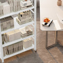 4 Tier Steel White Foldable Display Stand Multi-Functional Shelves Portable Storage Organizer with Wheels