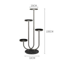 U Shaped Plant Stand Round Flower Pot Tray Living Room Balcony Display Black Metal Decorative Shelf
