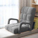 4X Foldable Lounge Cushion Adjustable Floor Lazy Recliner Chair with Armrest Grey