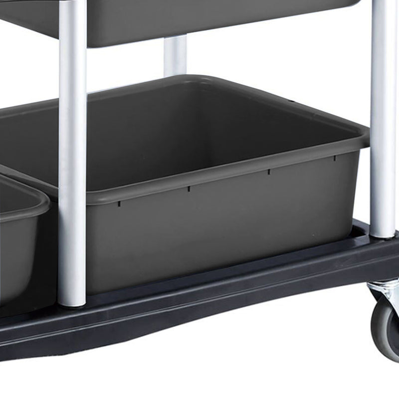 3-Tier Commercial Soiled Food Trolley Dirty Plate Cart Five Buckets Kitchen Food Utility