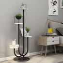 U Shaped Plant Stand Round Flower Pot Tray Living Room Balcony Display Black Metal Decorative Shelf