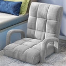 4X Foldable Lounge Cushion Adjustable Floor Lazy Recliner Chair with Armrest Grey