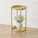2X 2 Layer 80cm Gold Metal Plant Stand Flower Pot Holder Corner Shelving Rack Indoor Display