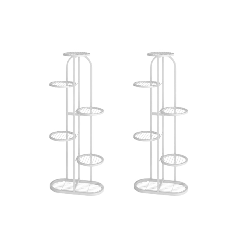 2X 6 Tier 7 Pots White Round Metal Plant Rack Flowerpot Storage Display Stand Holder Home Garden Decor