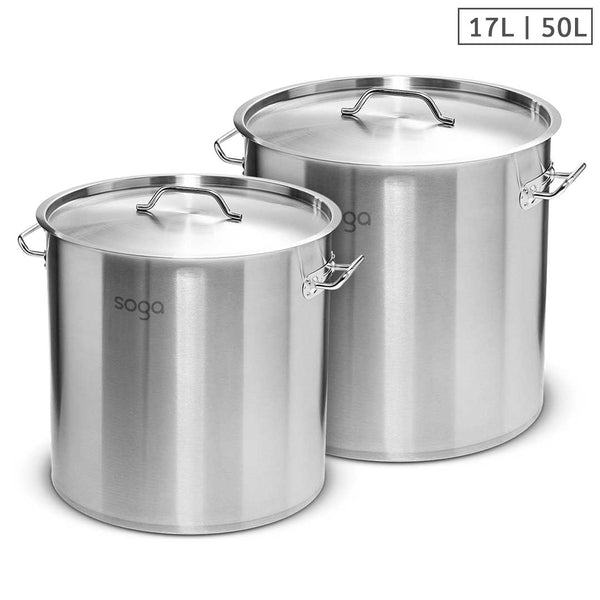 Stock Pot 17L 50L Top Grade Thick Stainless Steel Stockpot 18/10