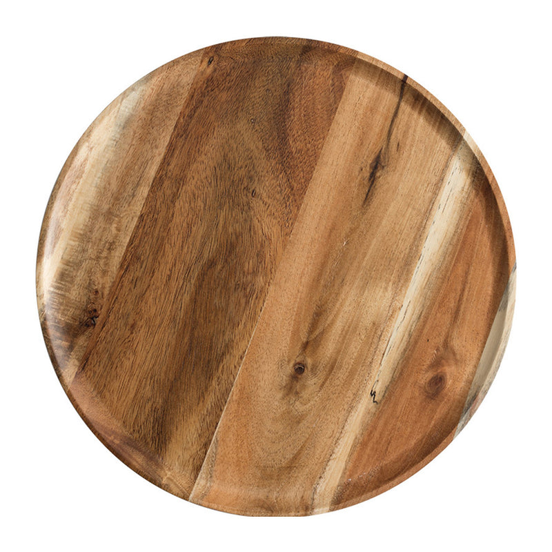 20cm Brown Round Wooden Centerpiece Serving Tray Board Home Decor
