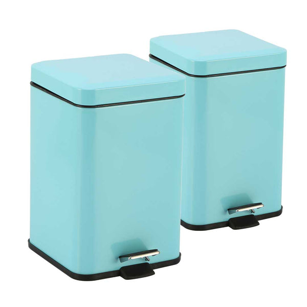 2X 12L Foot Pedal Stainless Steel Rubbish Recycling Garbage Waste Trash Bin Square Blue