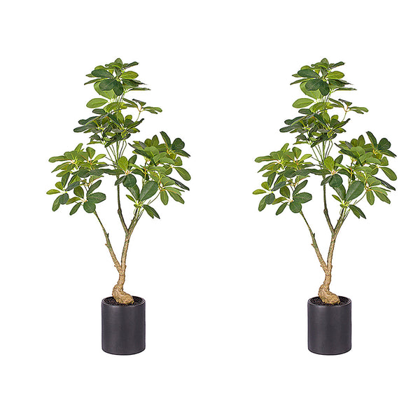 2X 120cm Artificial Natural Green Schefflera Dwarf Umbrella Tree Fake Tropical Indoor Plant Home Office Decor