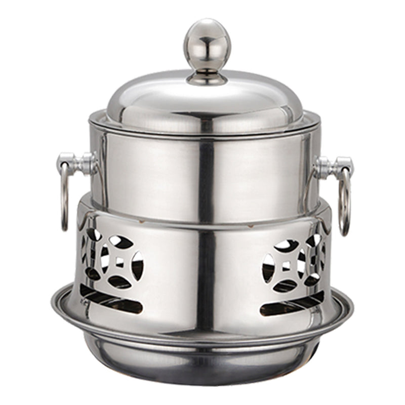 Stainless Steel Mini Asian Buffet Hot Pot Single Person Shabu Alcohol Stove Burner with Lid