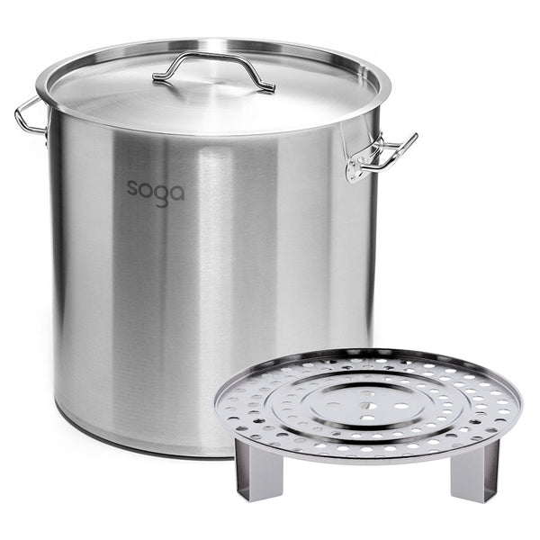 50L Stainless Steel Stock Pot with One Steamer Rack Insert Stockpot Tray