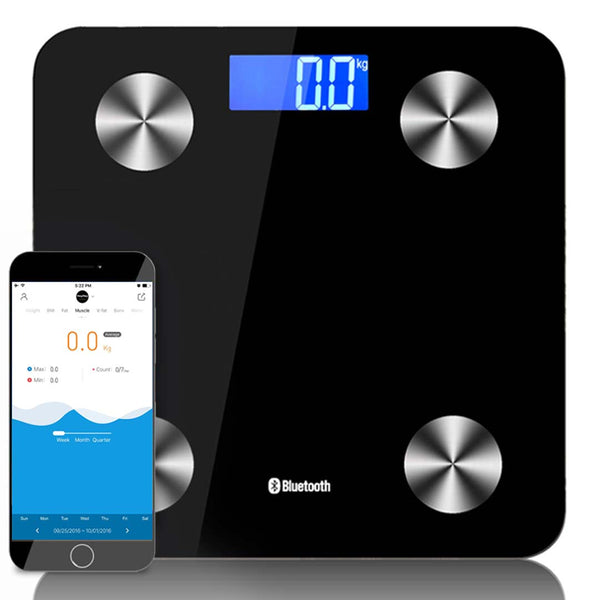 Wireless Bluetooth Digital Body Fat Scale Bathroom Health Analyser Weight Black