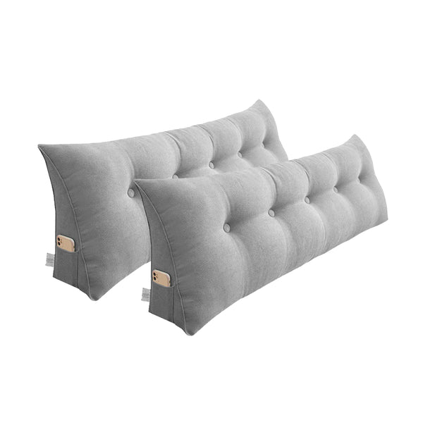2X 100cm Silver Triangular Wedge Bed Pillow Headboard Backrest Bedside Tatami Cushion Home Decor
