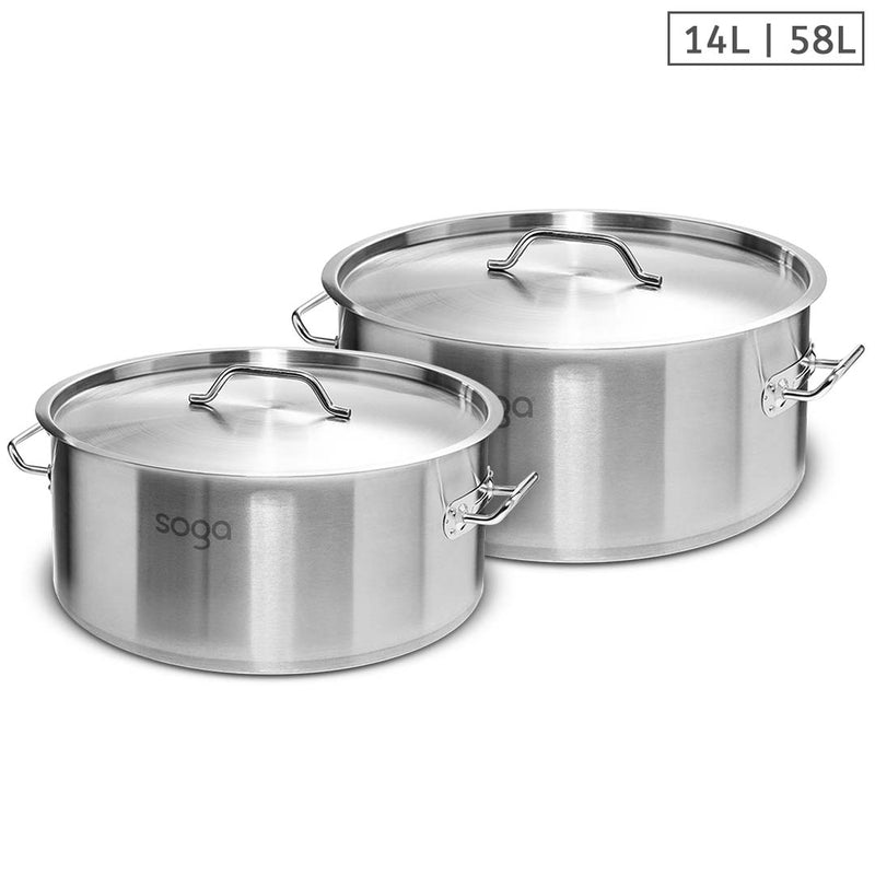 Stock Pot 14L 58L Top Grade Thick Stainless Steel Stockpot 18/10