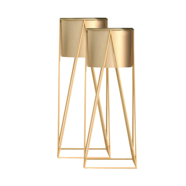 2X 70cm Gold Metal Plant Stand with Gold Flower Pot Holder Corner Shelving Rack Indoor Display