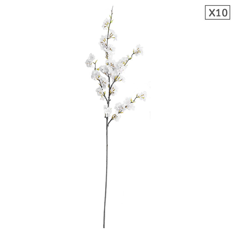 10X Artificial Silk Flower Fake Cherry Blossom Bouquet Table Decor White