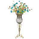 85cm Clear Glass Tall Floor Vase with 12pcs Artificial Fake Flower Set