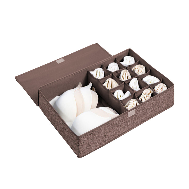 Coffee Flip Top Underwear Storage Box Foldable Wardrobe Partition Drawer Home Organiser