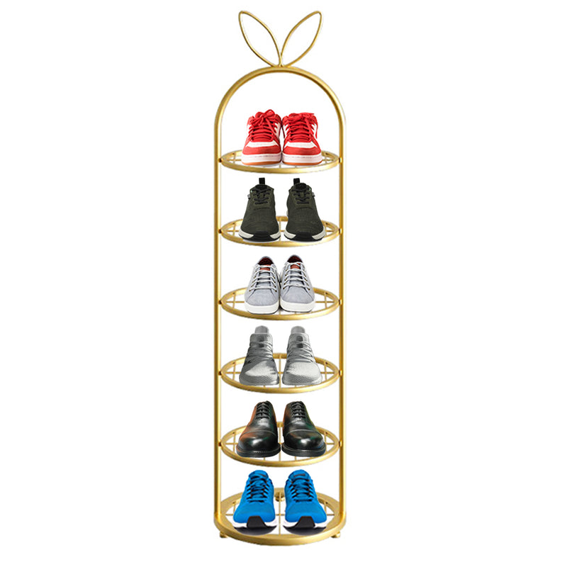 6 Tier Bunny Ears Shape Gold Plated Metal Shoe Organizer Space Saving Portable Footwear Storage Shelf