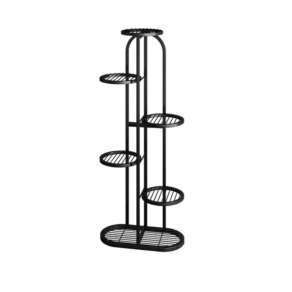 6 Tier 7 Pots Black Round Metal Plant Rack Flowerpot Storage Display Stand Holder Home Garden Decor