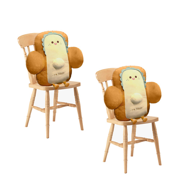 2X 58cm Smiley Face Toast Bread Cushion Stuffed Car Seat Plush Cartoon Back Support Pillow Home Decor