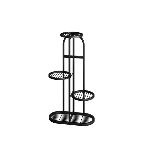 4 Tier 5 Pots Black Round Metal Plant Rack Flowerpot Storage Display Stand Holder Home Garden Decor