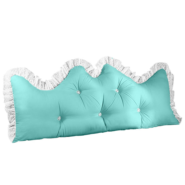 180cm Light Blue Princess Bed Pillow Headboard Backrest Bedside Tatami Sofa Cushion with Ruffle Lace Home Decor