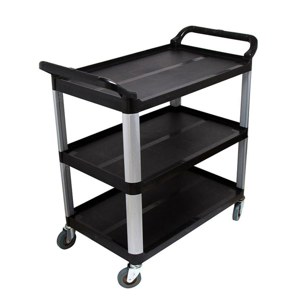 3 Tier Food 83.5x43x95cm Trolley Food Waste Cart Storage Mechanic Kitchen Black Small