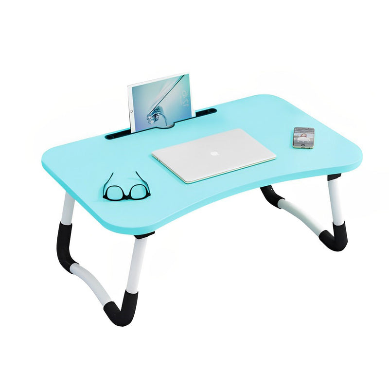 Blue Portable Bed Table Adjustable Foldable Bed Sofa Study Table Laptop Mini Desk with Notebook Stand Card Slot Holder Home Decor