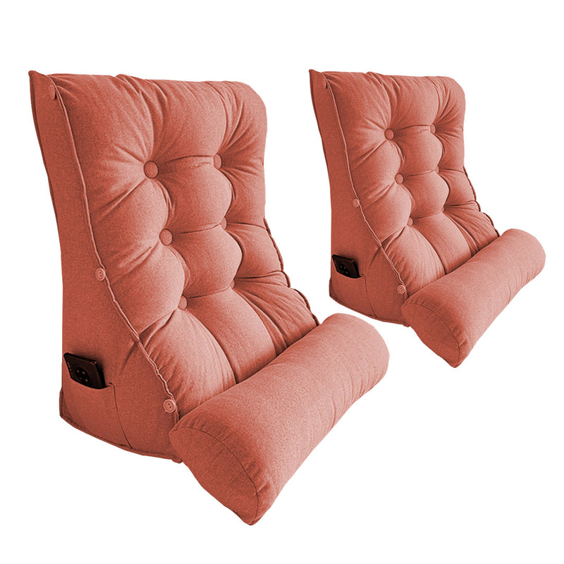 2X 45cm Peach Triangular Wedge Lumbar Pillow Headboard Backrest Sofa Bed Cushion Home Decor