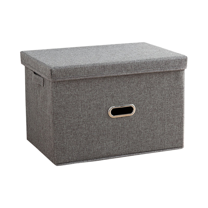 Grey Small Foldable Canvas Storage Box Cube Clothes Basket Organiser Home Decorative Box