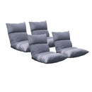 4X Lounge Floor Recliner Adjustable Lazy Sofa Bed Folding Game Chair Grey