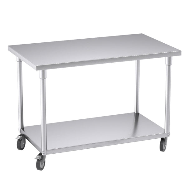 120cm Commercial Catering Kitchen Stainless Steel Prep Work Bench Table with Wheels