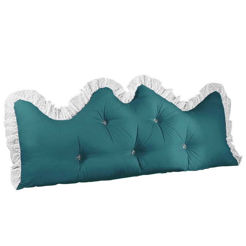 150cm Blue-Green Princess Bed Pillow Headboard Backrest Bedside Tatami Sofa Cushion with Ruffle Lace Home Decor