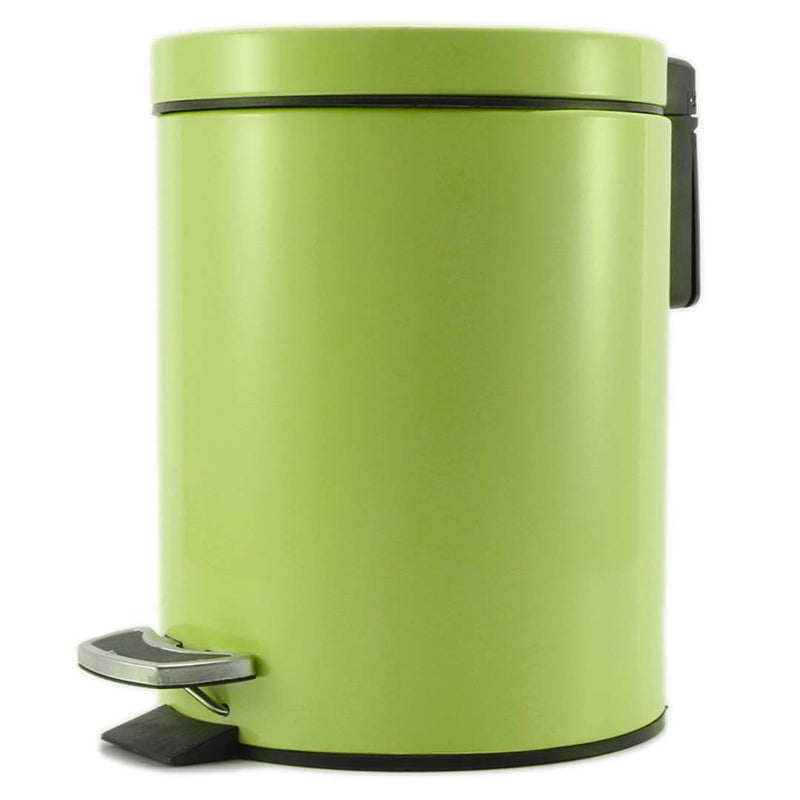 Foot Pedal Stainless Steel Rubbish Recycling Garbage Waste Trash Bin Round 7L Green