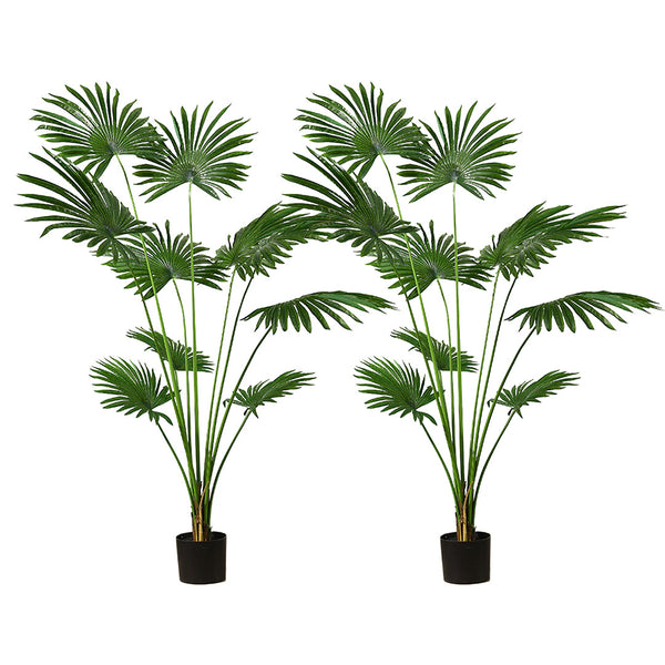 2X 180cm Artificial Natural Green Fan Palm Tree Fake Tropical Indoor Plant Home Office Decor