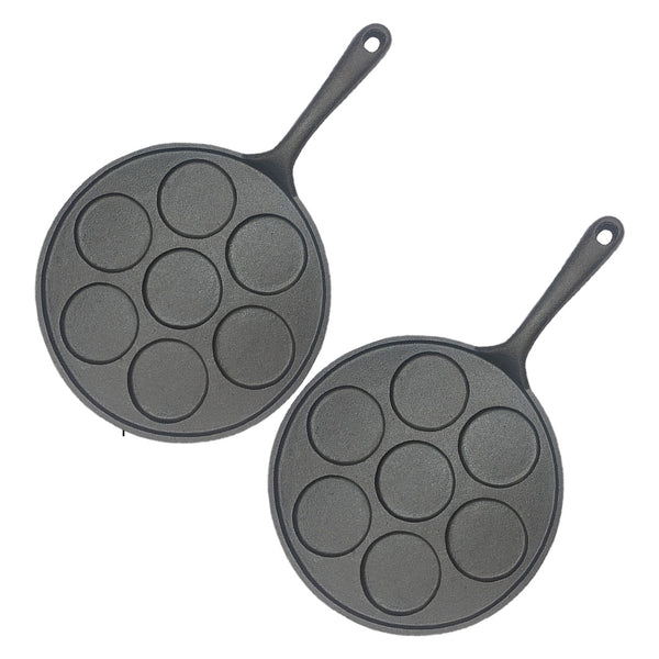 2X 23cm Cast Iron Takoyaki Fry Pan Octopus Balls Maker 7 Hole Cavities Grill Mold