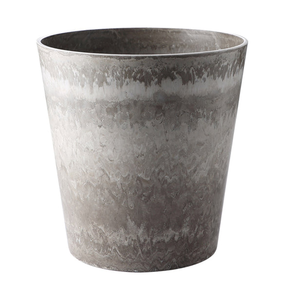 27cm Rock Grey Round Resin Plant Flower Pot in Cement Pattern Planter Cachepot for Indoor Home Office