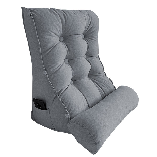 45cm SilverTriangular Wedge Lumbar Pillow Headboard Backrest Sofa Bed Cushion Home Decor
