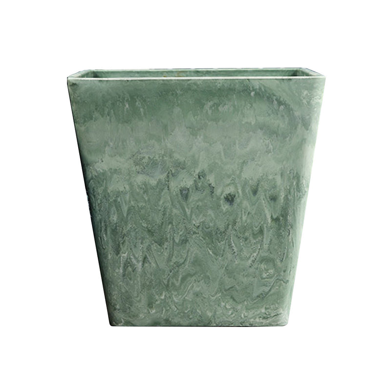 27cm Green Grey Square Resin Plant Flower Pot in Cement Pattern Planter Cachepot for Indoor Home Office