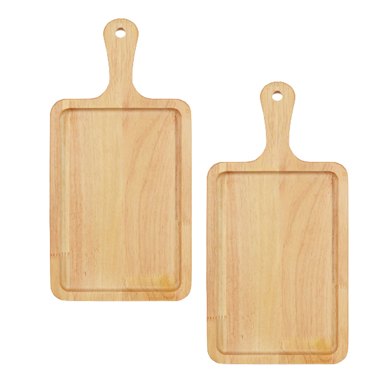 2X 35cm Rectangle Premium Wooden Oak  Food Serving Tray Charcuterie Board Paddle Home Decor